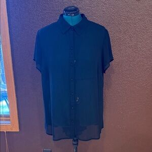 Torrid Black Sheer Button Down Shirt